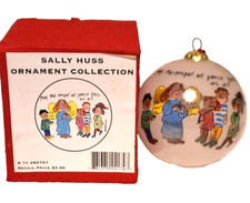 Glass Christmas Ornament in Box Sally Huss MAY THE ANGEL OF PEACE BLESS US ALL