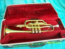 Selmer Bundy Cornet Brass w/ Vincent Bach 7C Mouthpiece  case used for parts
