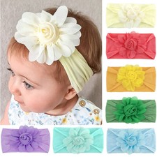 Newborn Baby Girl Headbands Toddlers Hats Cute Flower Soft Thin Nylon Headwraps