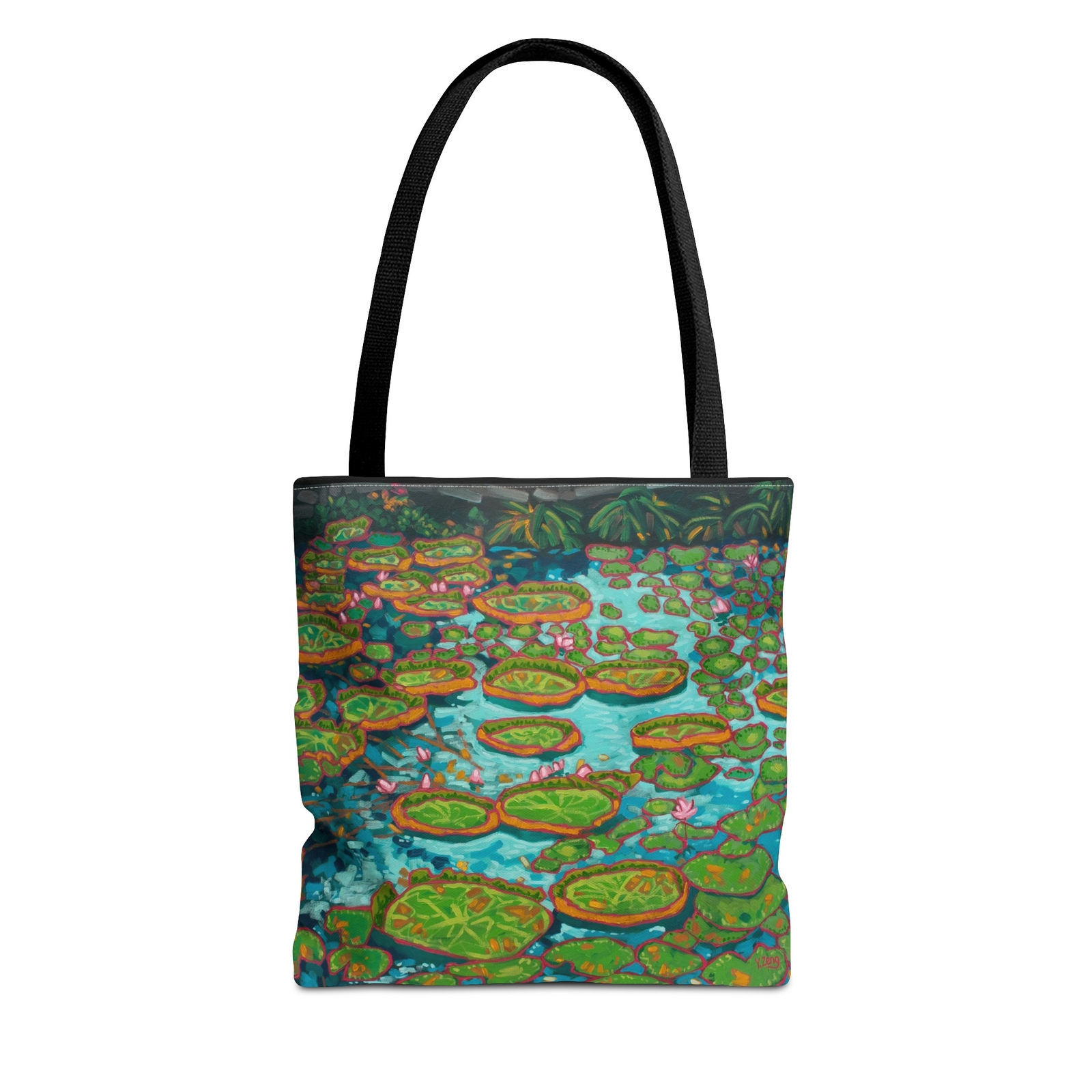 Blue Waterlily Pond Tote Bag  -image