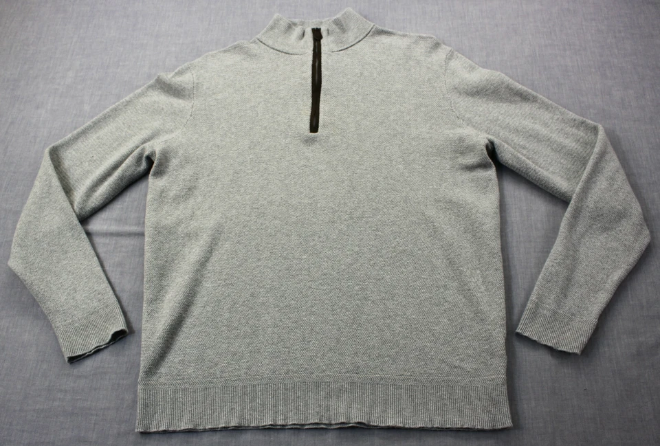Jos A Bank Reserve Mens Gray Cashmere Blend 1/4 Zip Mock Neck Waffle Sweater L - Image 2 of 3