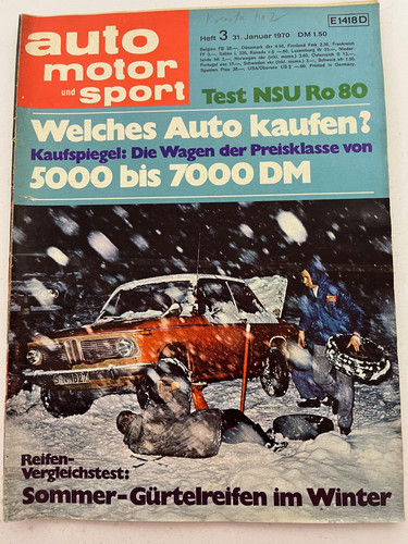 AUTO MOTOR & SPORT 3/1970 - BMW Alpina 1600 / 2002ti - NSU Ro 80 - Fiat 238