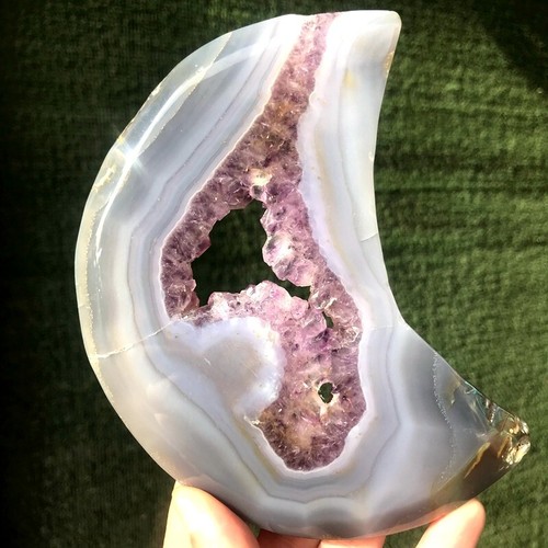 2PC 870G Natural Amethyst agate Moon Quartz Crystal Mineral Specimen Healing - Bild 8 von 20