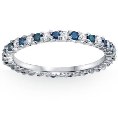 1/2ct Treated Blue White Diamond Eternity Ring 14K White Gold
