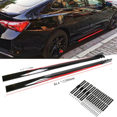 For Nissan Altima 86.6'' Side Skirts Extensions Lip Glossy Black with Red Trim AZ