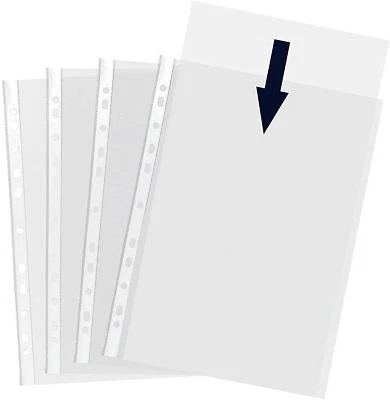 PLG A4 Size Punched Pocket 80 Micron Heavy Duty Transparent Pockets Office Filing