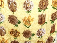 VINTAGE ENRICO COVERI 100 SILK SCARF FLORAL GOLD WITH FLOWERS MADE IN ITALY
