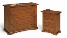 COMO' CASSETTONE + 2 COMODINO MOD. TOSCANO IN LEGNO, NOCE ARTE POVERA