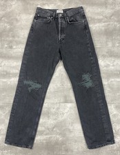 AGOLDE 90S MID RISE STRAIGHT JEANS WOMENS 26 BLACK DISTRESSED DENIM