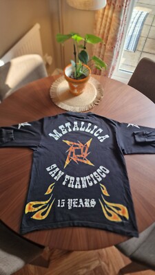 90s LLICA san Francisco 15years バンT Vintage GIANT Metallica Shirt Mens L 15 Years San Francisco Flames