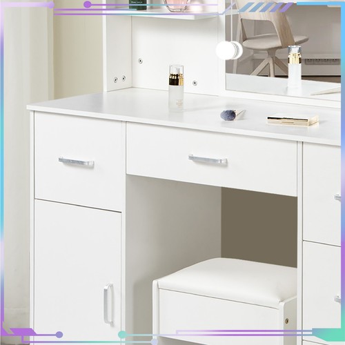 Vanity Dressing Desk + Stool 5 Drawers Makeup Table LED Lighted Mirror Bedroom - Picture 7 of 11