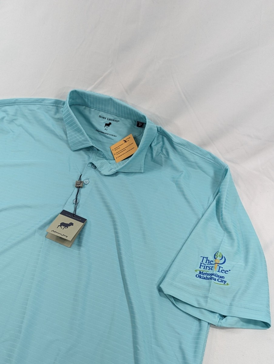 NWT Horn Legend Performance Luxury Mens Turquoise Golf Polo Shirt