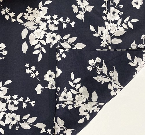 Dark Blue White Gray Floral Pillow Cases Set of 2 KING Charisma Microfiber - Picture 4 of 7