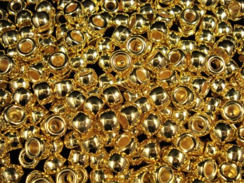Pony Beads 9x6mm Gold 100pc DIY Jewellery Necklace Bracelet Spacers  - Picture 1 of 2
