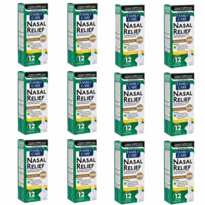 12 Pack! Family Care Nasal Relief Spray - Severe Congestion Relief! 0.5oz