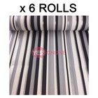 Silver Grey Black Stripe Wallpaper Metallic Shiny White Textured Lined 6 Rolls