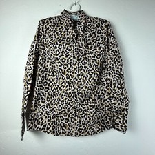 New J Crew Womens Long Sleeve Button Down Shirt Size Small Animal Print AL500