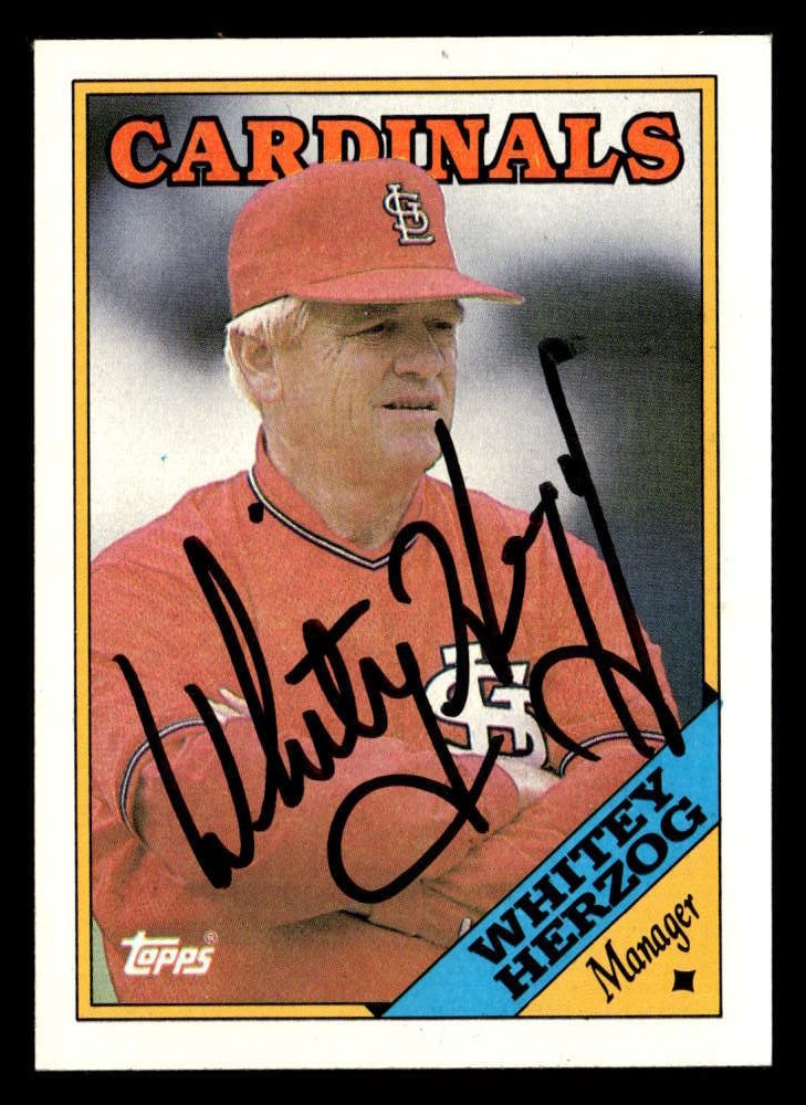 1988 Topps Whitey Herzog #744 St. Louis Cardinals   Signed/Auto SX1241
