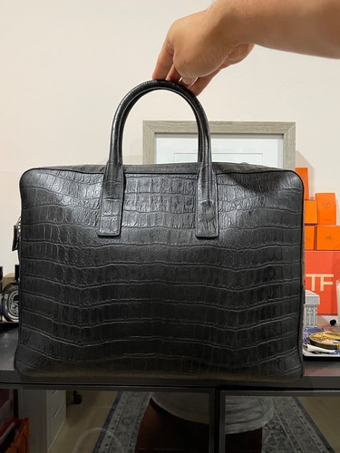 Saint Laurent Museum Flat Briefcase Crocodile Embossed Leather - Medium - Picture 8 of 12