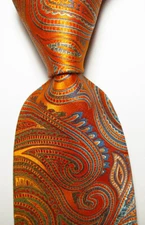 New Classic Paisley Gold Yellow Blue JACQUARD WOVEN Silk Men's Tie Necktie