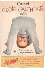 1954 Kiddie Calendar Townsley's Dairy SUPER CUTE Children's photos Coronet OKC