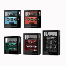 DUKWIN Fingerprint 3 6 9 Watch Winder Box with Extra Watches Storage LCD Remote