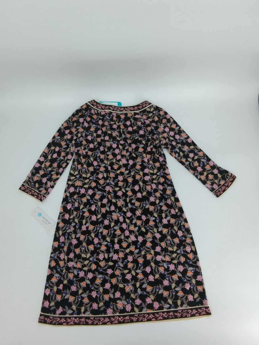 Wisp Marnie Knit Dress Black and Pink Floral Shift Dress Size 4 NWT Wisp Marnie Knit Dress Black and Pink Floral Shift Dress Size 4 NWT
