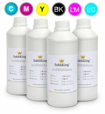 6x 250ml SubliKing  Sublimationstinte für Epson  Brother  Ricoh  | CMYK+LC+LM