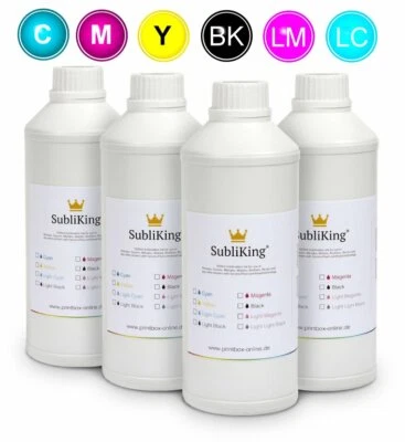 ✅SubliKing® Sublimationstinte CMYK-LM-LC für Epson® 6-Farb-Drucker / 6x 250ml