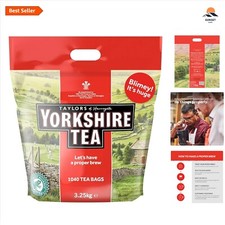Tea Bags Pack 1040 Count Yorkshire Blend Caffeinated Vegetarian Gift 0.06 per strip