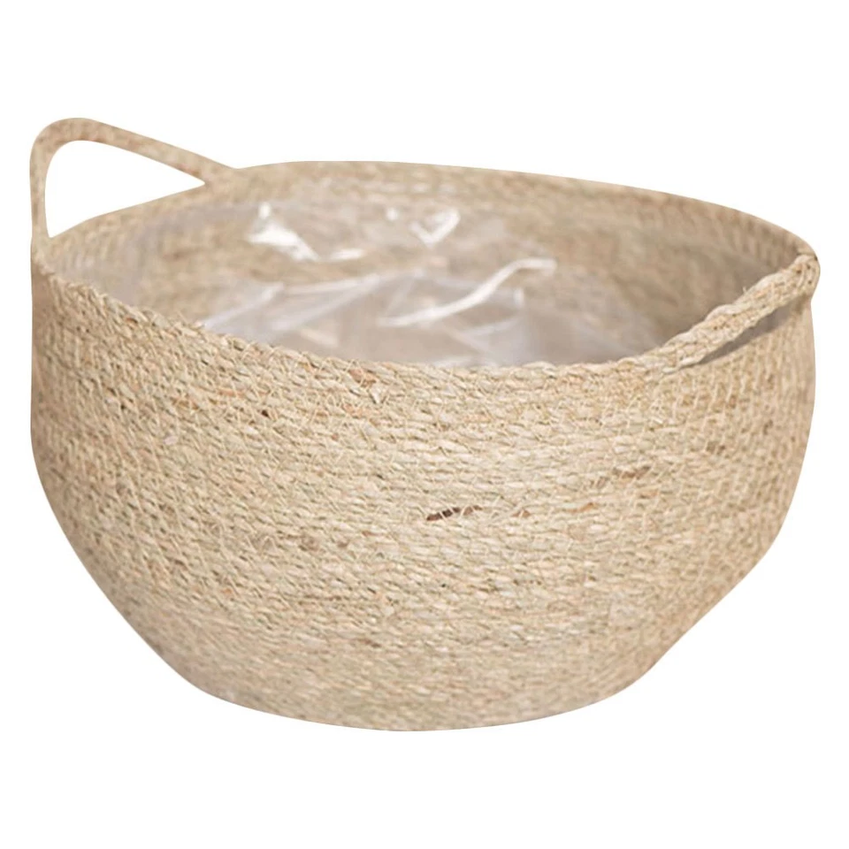 Übertopf Korb Geflochtener Mit Henkel Handgefertigter Blumenkorb - Bild 3 von 4