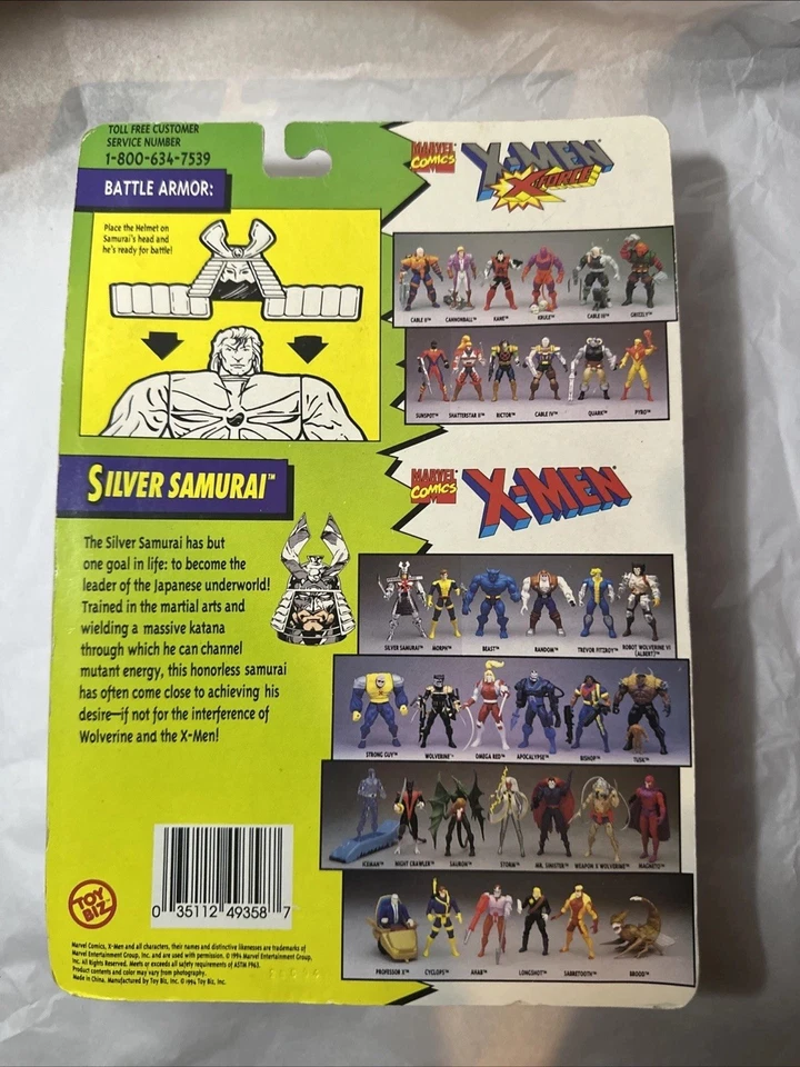 FIGURA DE ACCIÓN VINTAGE 1994 TOYBIZ PLATA SAMURAI EVIL MUTANTS X-MEN MARVEL NUEVO Foto 2 de 3