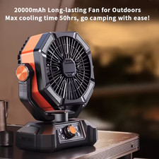 coldSky Camping fan, 20000mAh 48 hour rechargeable portable with LED light