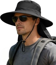 Sun Hats Men Women Fishing Hat with Neck Flap,UPF 50 Sun Hat Waterproof Wide Br