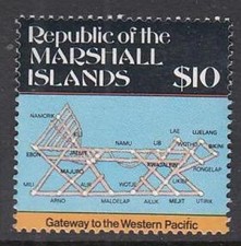 MARSHALL ISLANDS 1987  $10 Map MUH