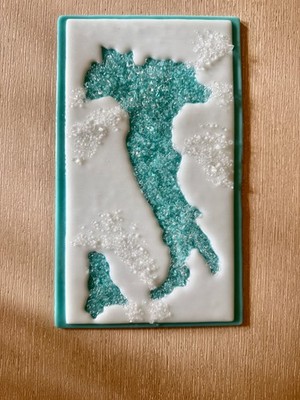 Fused Glass Art, ITALY, Italia, Kiln-Fired, Original Design Wall or Tabletop Art