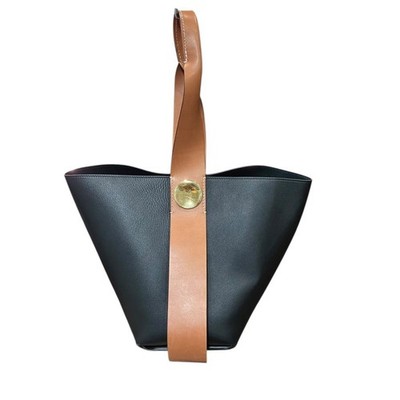 JIL SANDER Bag: Twisted Leather Hobo Black Brown W26H25D15cm w/o accessories;