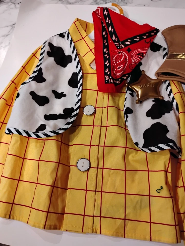 Toy Story Vaquero Leñoso Disfraz Niños Talla 4 Pantalones Top Chaleco Botas Bandana Disney Foto 2 de 4