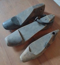 3 Mixed Antique Wooden Cobbler Shoe Form Molds Rustic Patina Leather