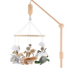 Crib Mobile for Boys or Girls - Wooden Musical Baby Crib Mobile with 12 Lulla...