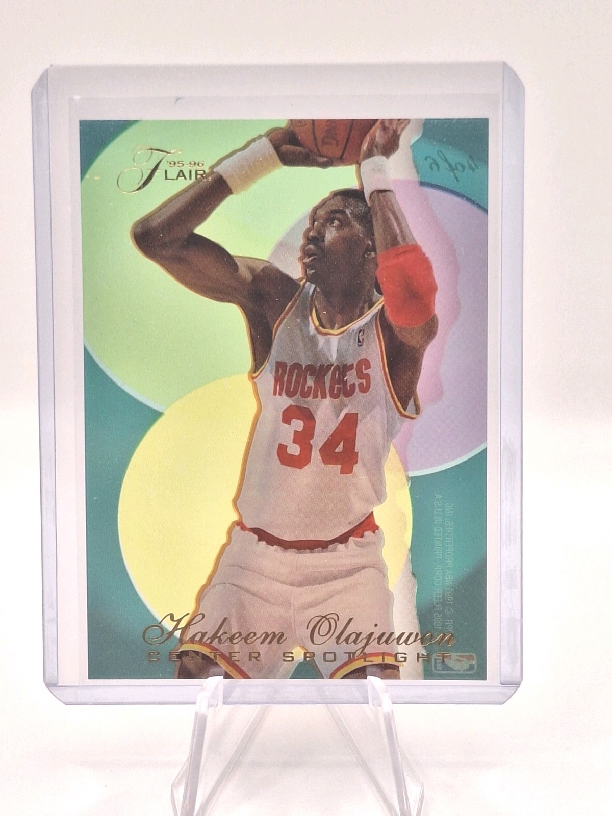 1995-96 Flair Center Spotlight Hakeem Olajuwon #4 Houston Rockets The Dream HOF