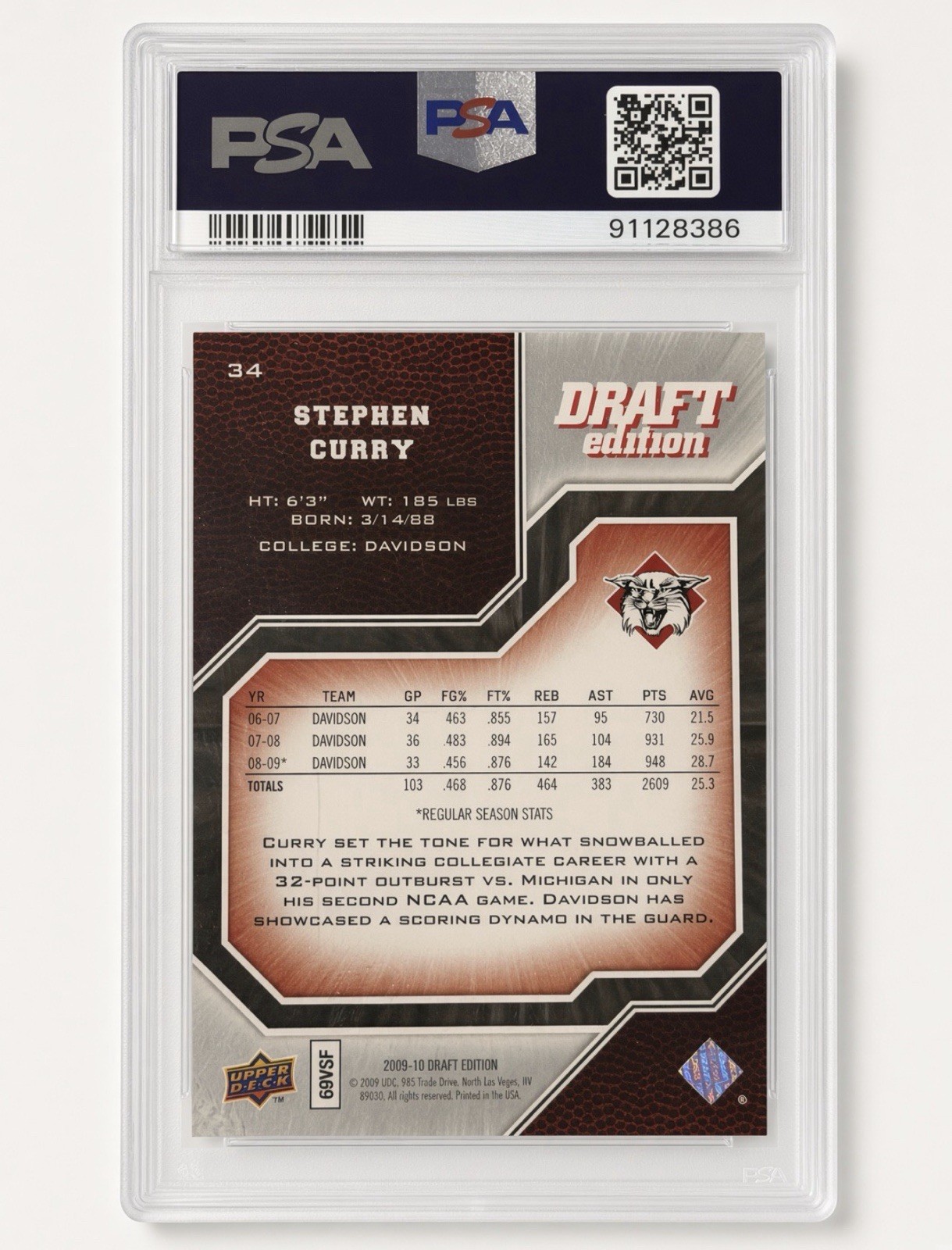 2009-10 Upper Deck Draft Edition - Stephen Curry #34 (RC) view 2