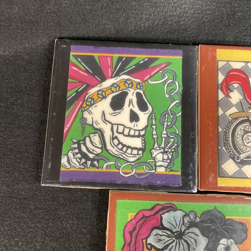 5 Tag der Toten Keramikfliesen Untersetzer 4,25" Quadratisch Dia de los Muertos - Bild 2 von 11