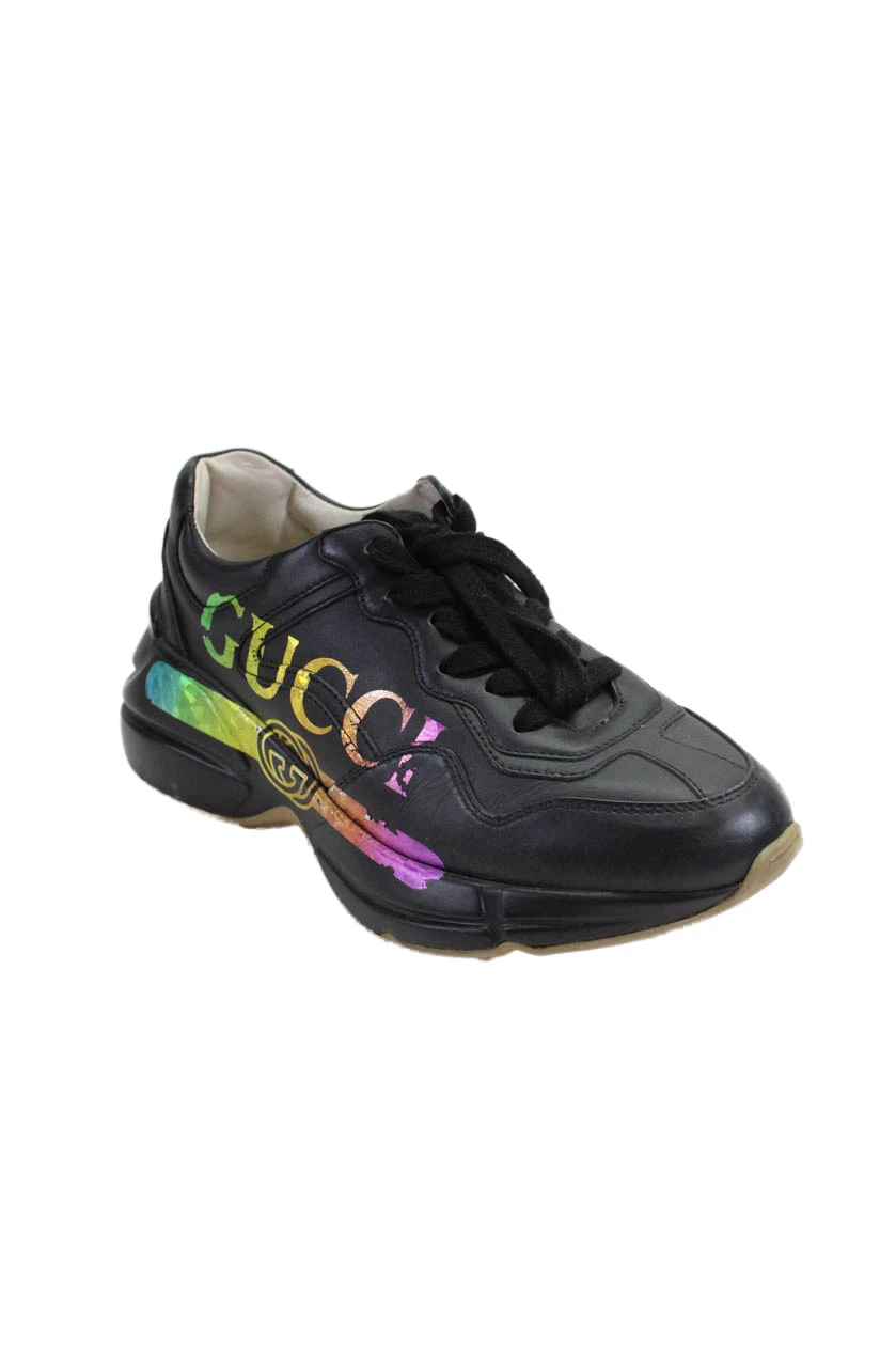 Baskets Gucci femme Rhython Chunky à lacets logo irisé noir multi taille 35