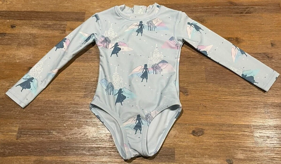 Niñas Talla 2 DISNEY FROZEN Manga Larga Traje de Baño Bañador Azul UPF50+ NUEVO A501 Foto 2 de 3