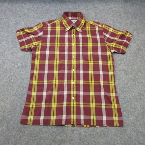 Brutus Dr Martens Shirt Mens Medium Burgundy Plaid Trimfit Mod Ska Skinhead 8266