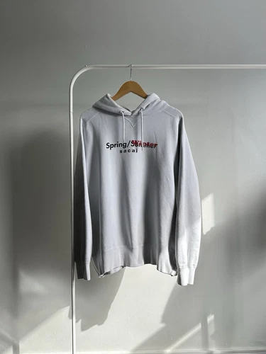 Felpa con cappuccio e zip laterale Sacai primavera inverno bianca taglia 4 uomo