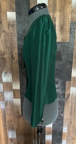 VTG Handmade Emerald Silk Shantung Skirt Suit Set Jacket & Maxi Skirt Lined XS/S - Picture 4 of 24