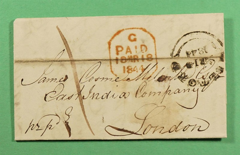 DR WHO 1844 GB STAMPLESS F/L TO LONDON R85929