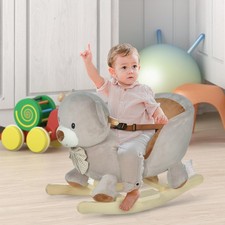 Baby Rocking Horse, Plush Animal Rocker w/ Realistic Sound, Pedals